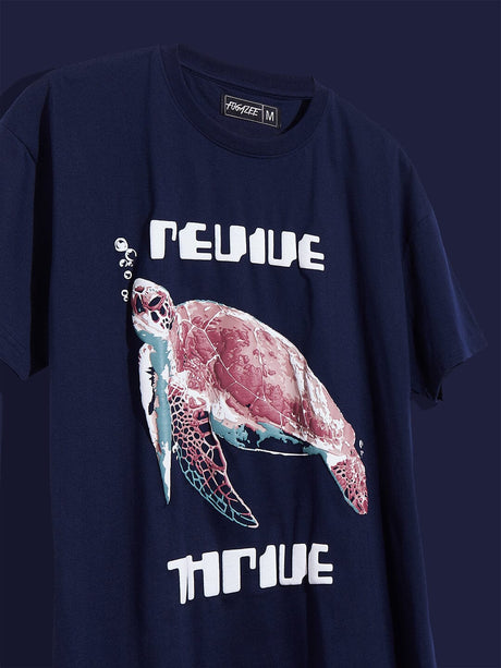 Navy Turtle Graphic Oversized Tshirt T-shirts Fugazee 