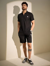 Black Textured Knitted Coord Set Clothing Set Fugazee 