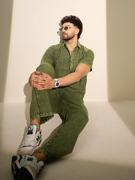 Green Overdyed PJ Coord Set Clothing Set Fugazee 