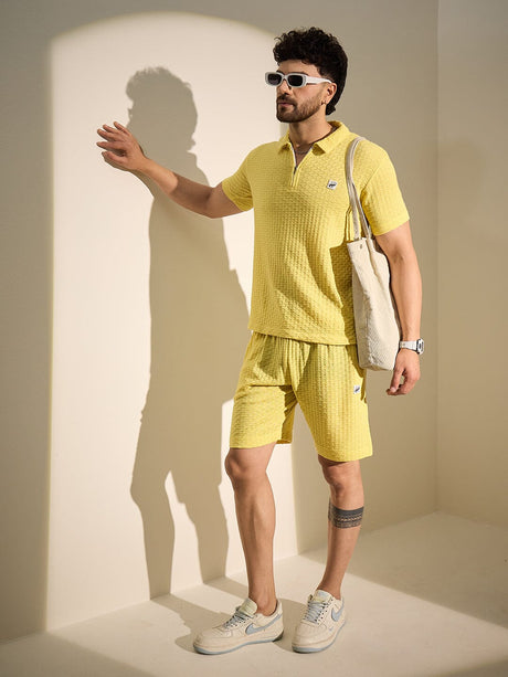 Lemon Textured Knitted Coord Set Clothing Set Fugazee 
