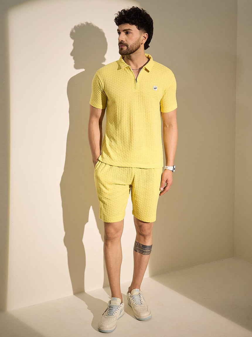 Lemon Textured Knitted Coord Set Clothing Set Fugazee 