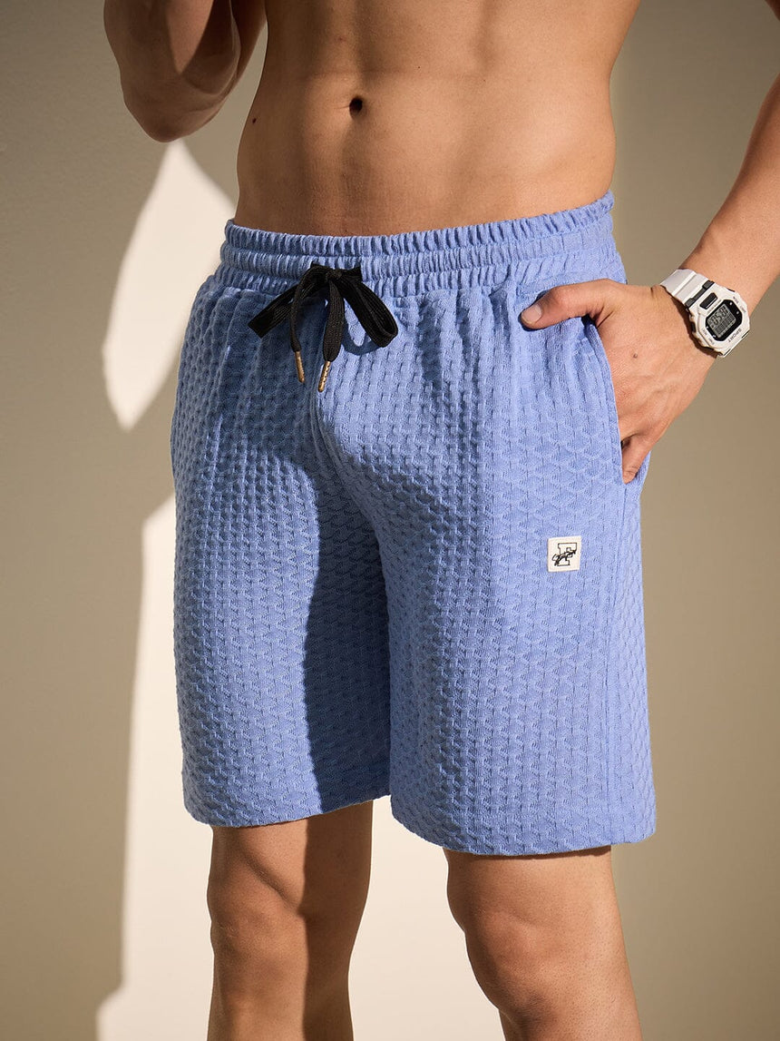 Airy Blue Textured Knitted Coord Set Clothing Set Fugazee 