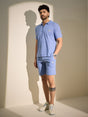 Airy Blue Textured Knitted Coord Set Clothing Set Fugazee 