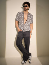 Grey Patterned Knitted Shirt Shirts Fugazee 