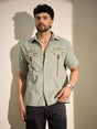 Sage Palm Embroidery Corduroy Shirt Shirts Fugazee 