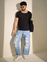Black Deep Scoop Neck Tee T-Shirts Fugazee 