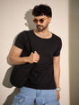 Black Deep Scoop Neck Tee T-Shirts Fugazee 