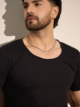 Black Deep Scoop Neck Tee T-Shirts Fugazee 
