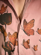 Dusty Coral Rose Graphic Corduroy Shirt Shirts Fugazee 