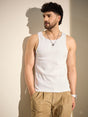 White Ribbed Muscle Fit Vest T-Shirts Fugazee 