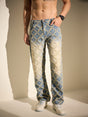 Indigo Distressed Pattern Straight Fit Denim Jeans Fugazee 