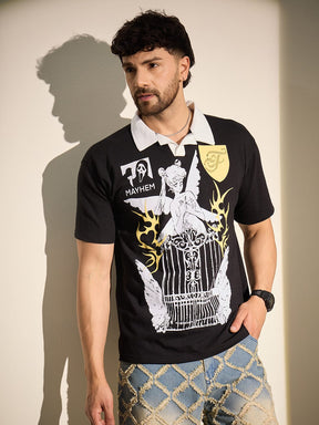 Black Mayhem Graphic Polo Tshirt T-Shirts Fugazee 