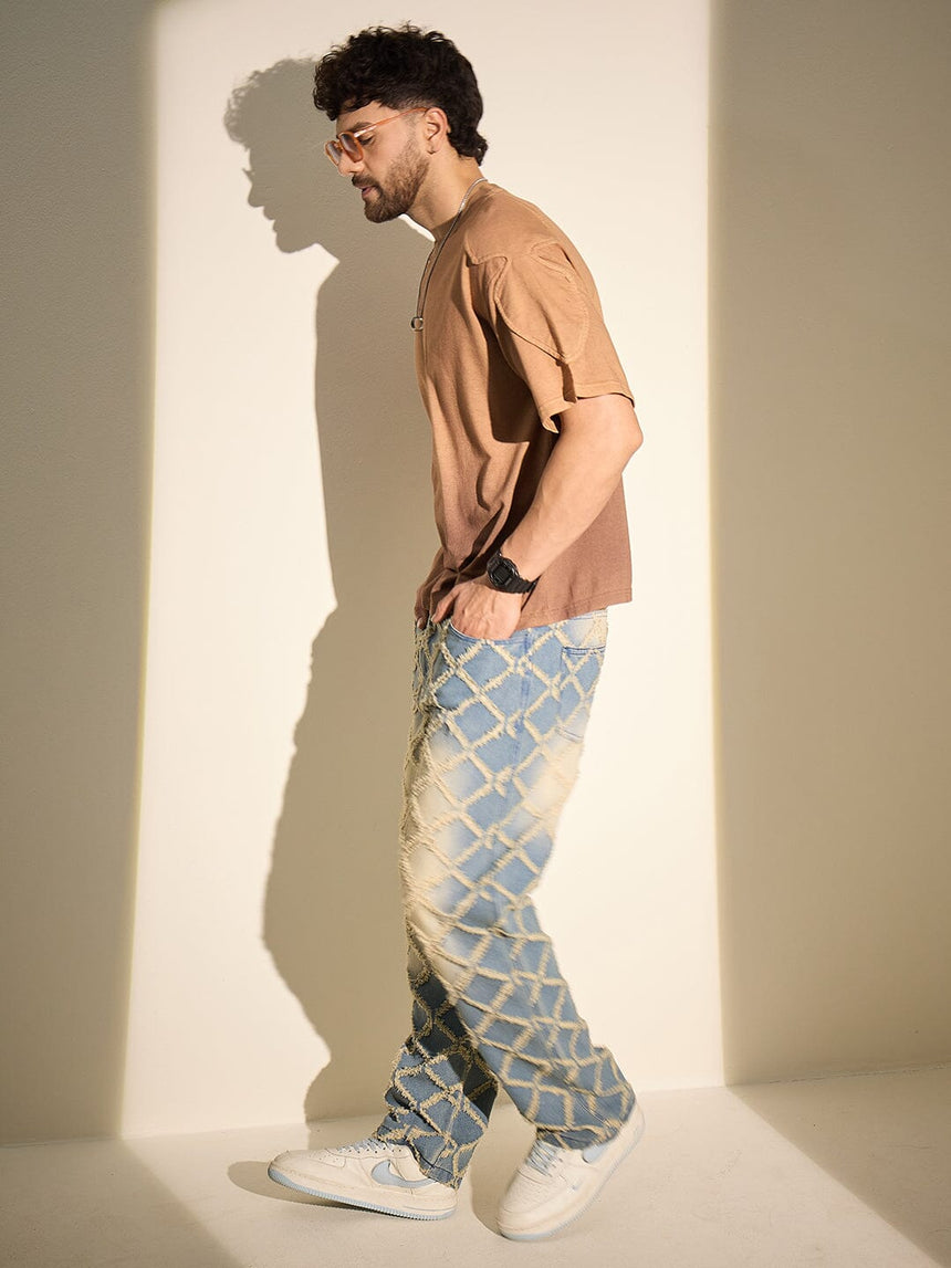 Brown Ombre Padded Shoulder Oversized Tshirt T-Shirts Fugazee 