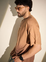 Brown Ombre Padded Shoulder Oversized Tshirt T-Shirts Fugazee 