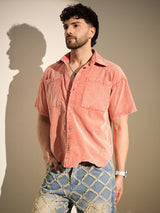Orange Acid Cropped Unbalanced Shirt Shirts Fugazee 