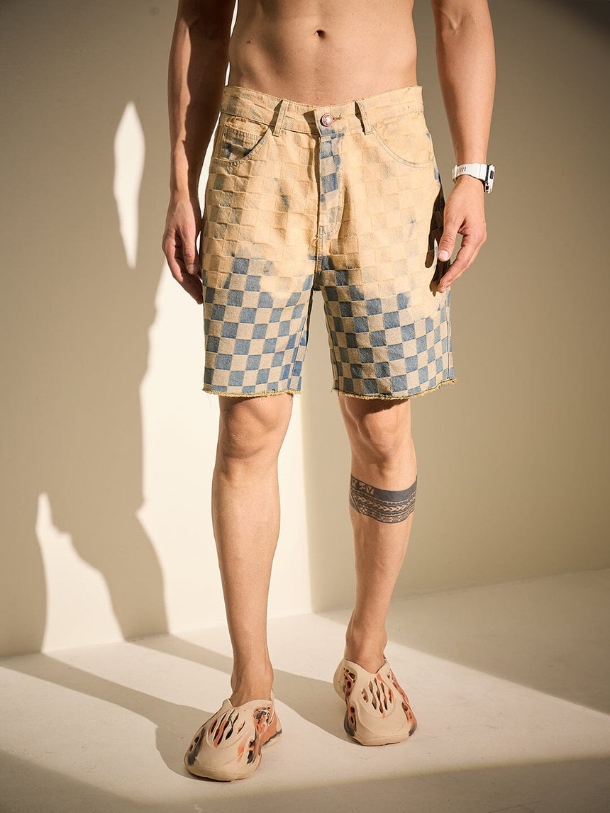 Checkered Vintage Washed Heavy Tinted Shorts XS/26