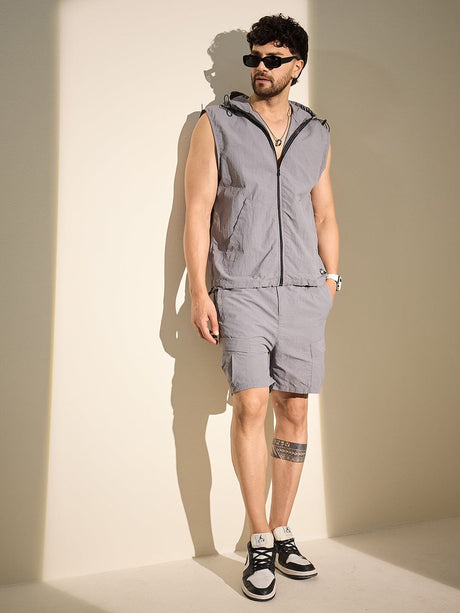 Grey Tactical Nylon Coord Set Clothing Set Fugazee 