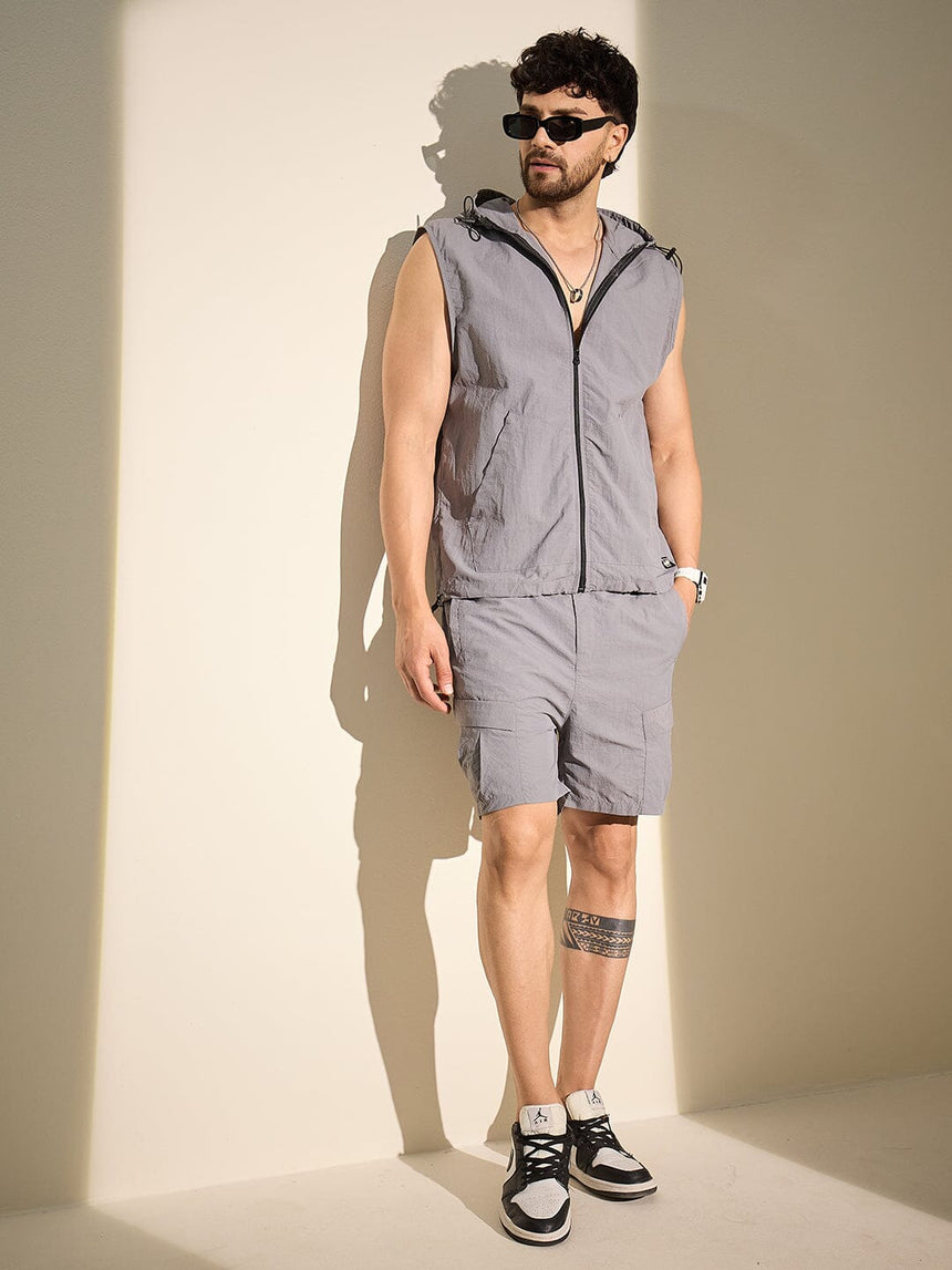 Grey Tactical Nylon Coord Set Clothing Set Fugazee 