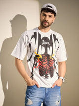 White Burn Graphic Oversized Tshirt T-Shirts Fugazee 
