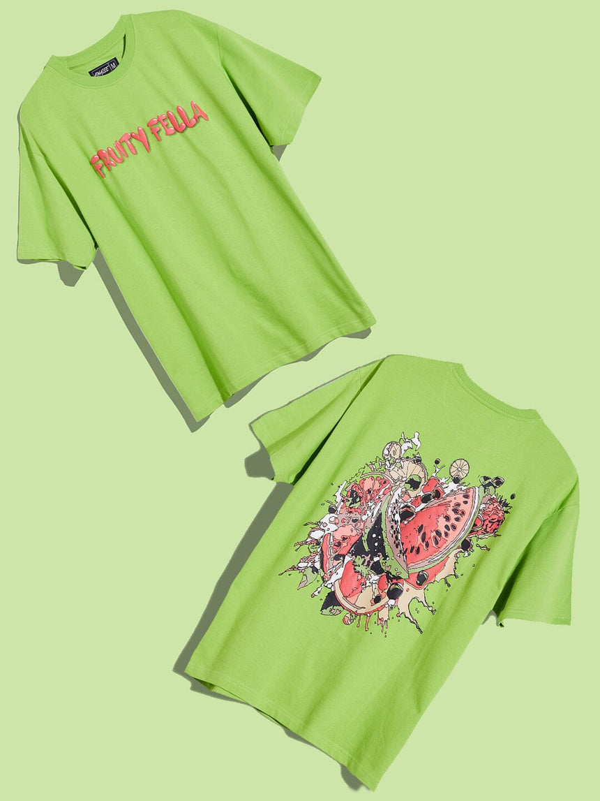 Green Fruity Fella Unisex Oversized Tshirt T-shirts Fugazee 