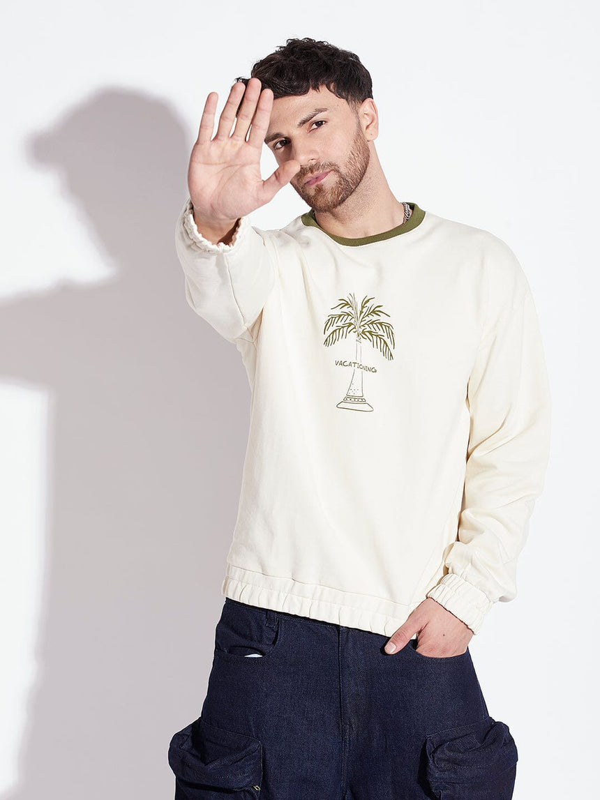 White Vacation Oversized Sweatshirt Sweatshirts Fugazee 