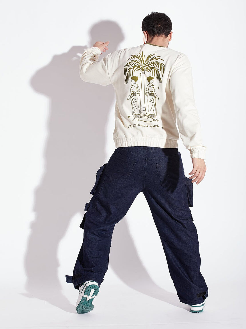 White Vacation Oversized Sweatshirt