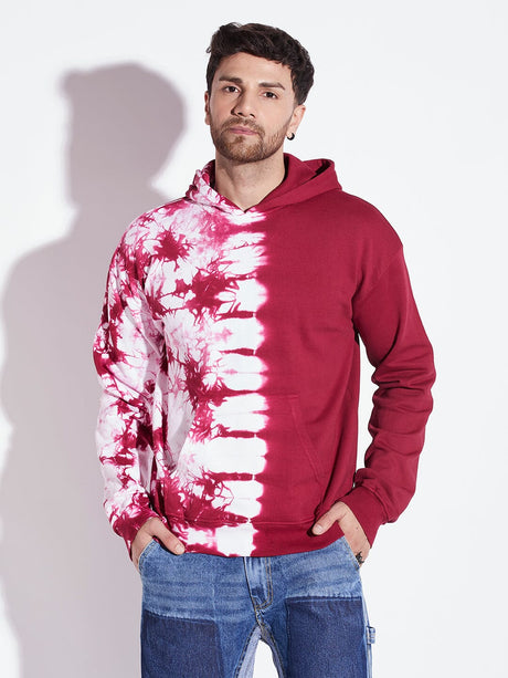 Wine Tie Dye Oversized Hoodie Sweatshirts Fugazee 