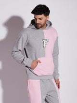 Pink And Grey Cut Sew Hooded Sweatshirt Sweatshirts Fugazee 