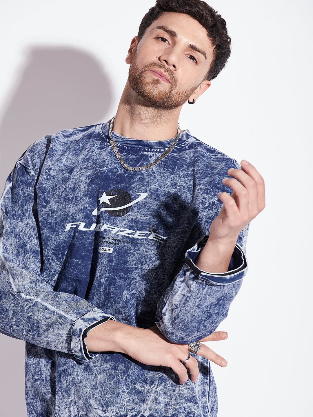 Blue acid wash sweatshirt sale