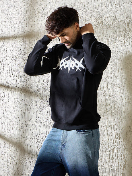 Black Y2K Appliqu√© Hooded Sweatshirt Sweatshirts Fugazee 