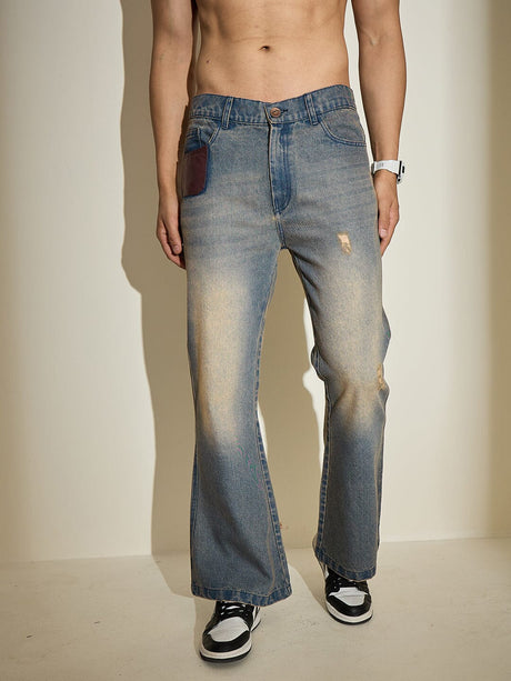 Indigo Super Flared Dusty Cow Boy Denim Jeans Fugazee 