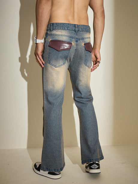 Indigo Super Flared Dusty Cow Boy Denim Jeans Fugazee 