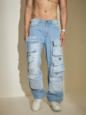 Ice Distressed Super Baggy Denim Jeans Fugazee 