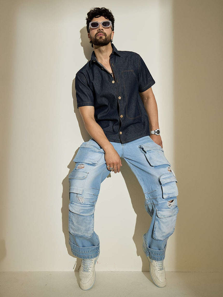 Dark Wash Carpenter Denim Shirt Shirts Fugazee 