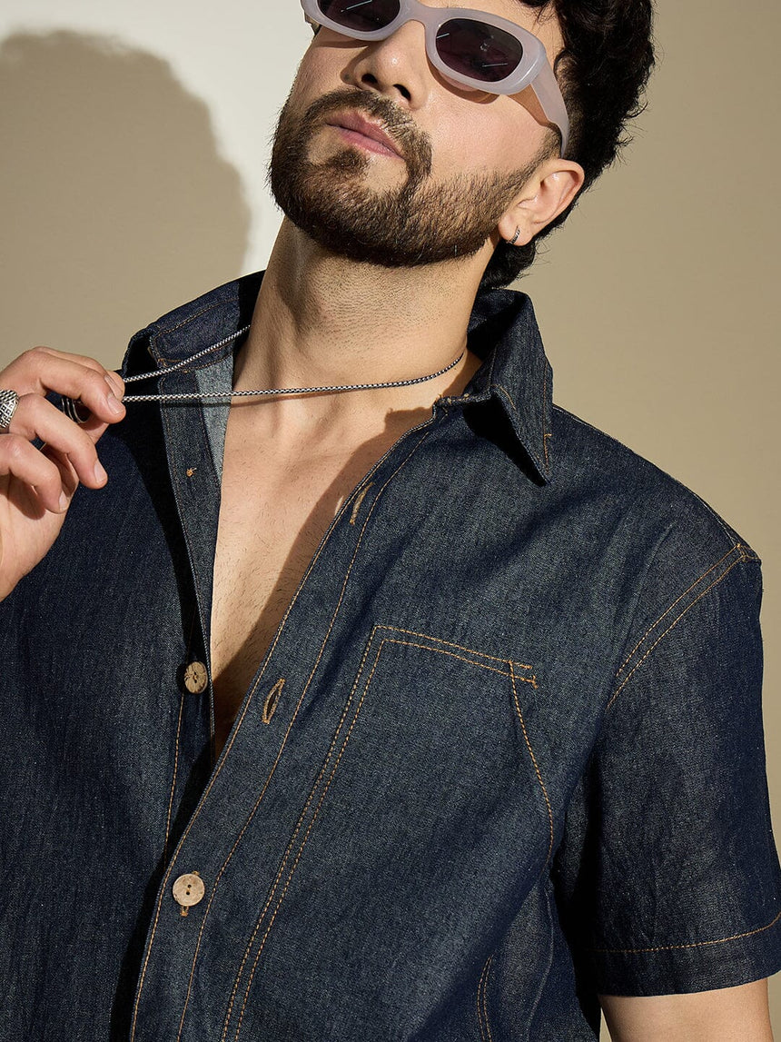 Dark Wash Carpenter Denim Shirt Shirts Fugazee 
