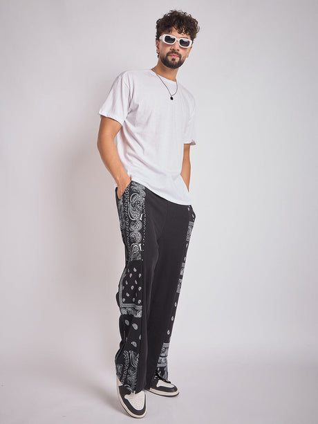 Black Paisley Panel Trackpants Trackpants Fugazee 