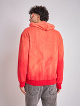 Red Washed Graphic Zipped Hooded-Sweatshirt Sweatshirts Fugazee 