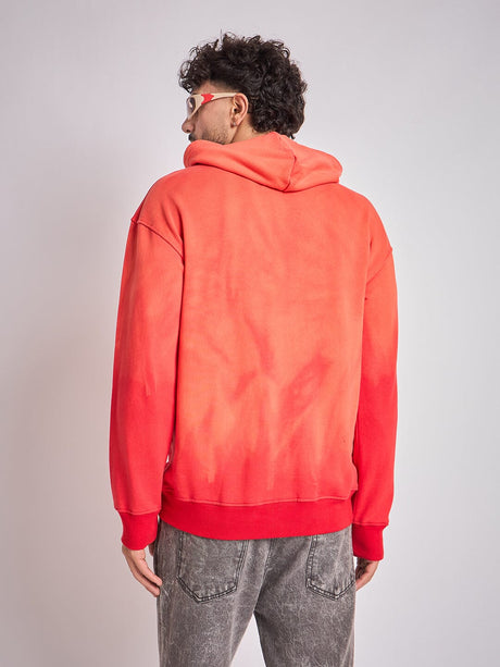Red Washed Graphic Zipped Hooded-Sweatshirt Sweatshirts Fugazee 