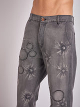 Black Oxygen Bubble Washed Denim Jeans Fugazee 