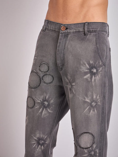 Black Oxygen Bubble Washed Denim Jeans Fugazee 