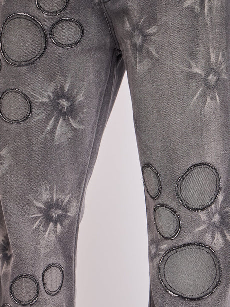 Black Oxygen Bubble Washed Denim Jeans Fugazee 