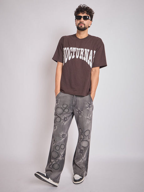 Black Oxygen Bubble Washed Denim Jeans Fugazee 