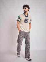 Cream Vintage Sports Knitted Jersey T-Shirts Fugazee 