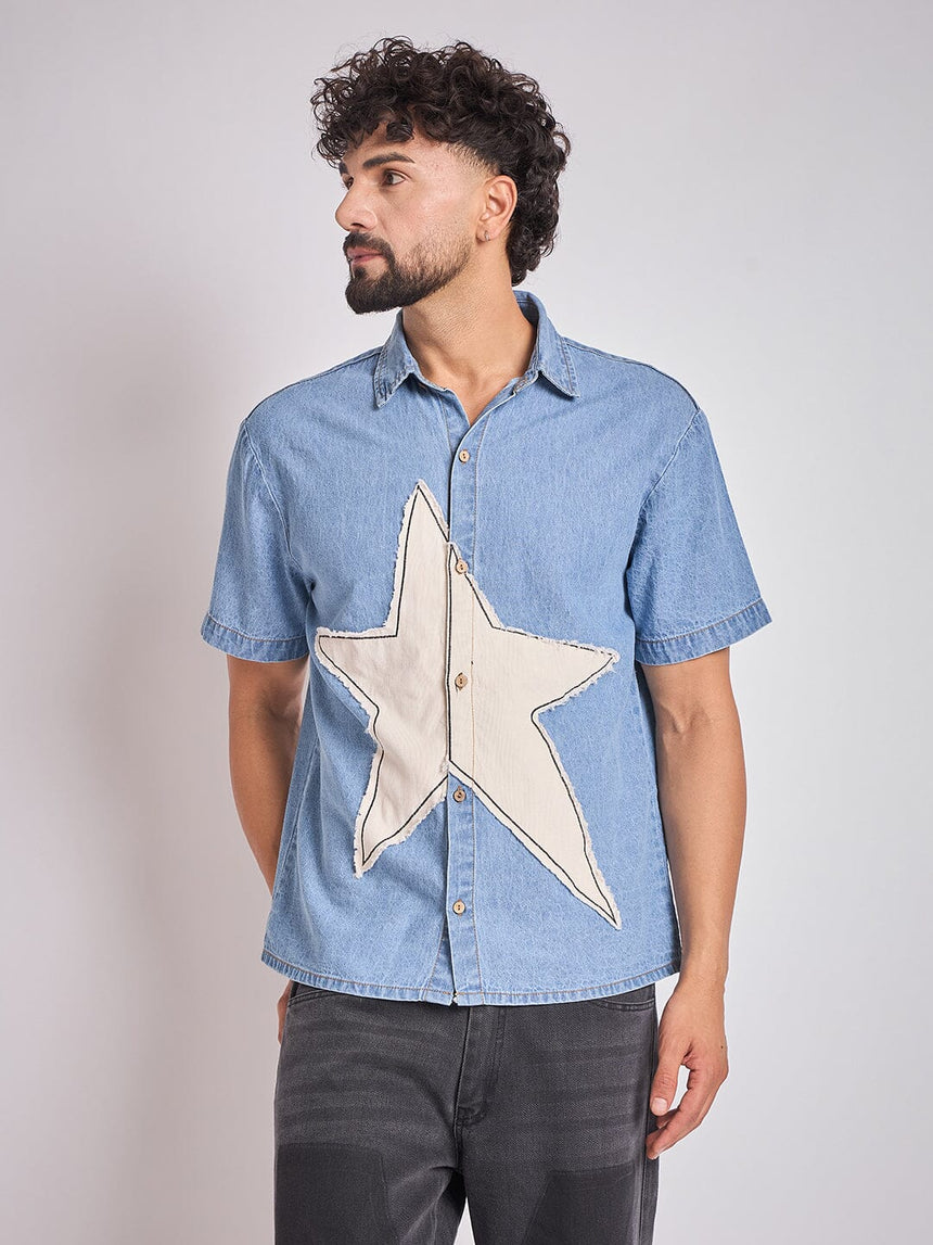 Denim Star Patch Shirt Shirts Fugazee 