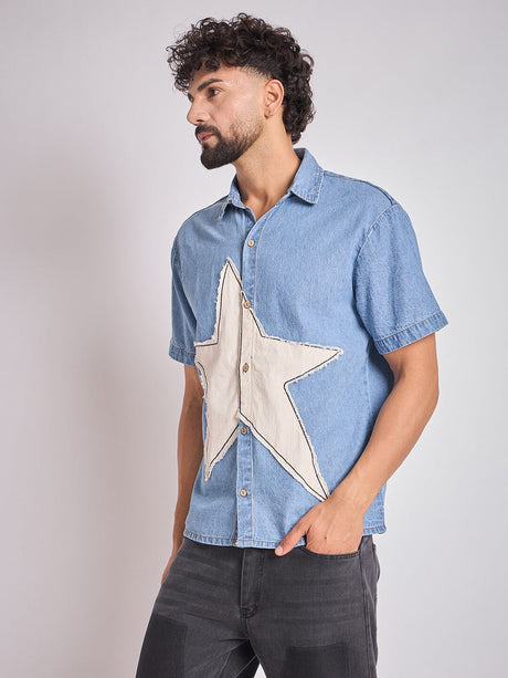 Denim Star Patch Shirt Shirts Fugazee 