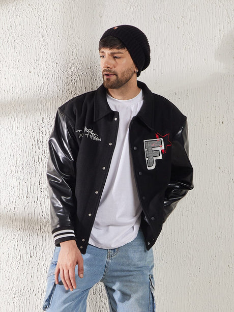 Black Dragon Embroidery Varsity Jacket Jackets Fugazee 