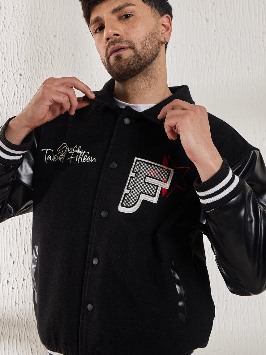 Black Dragon Embroidery Varsity Jacket Jackets Fugazee 