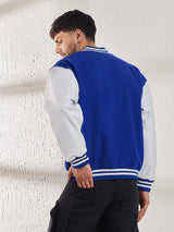 Royal Blue Woollen Faux Leather Sleeves Letterman Varsity Jacket Jackets Fugazee 