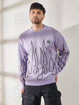 Plum Flames Oversized Sweater Sweaters Fugazee 