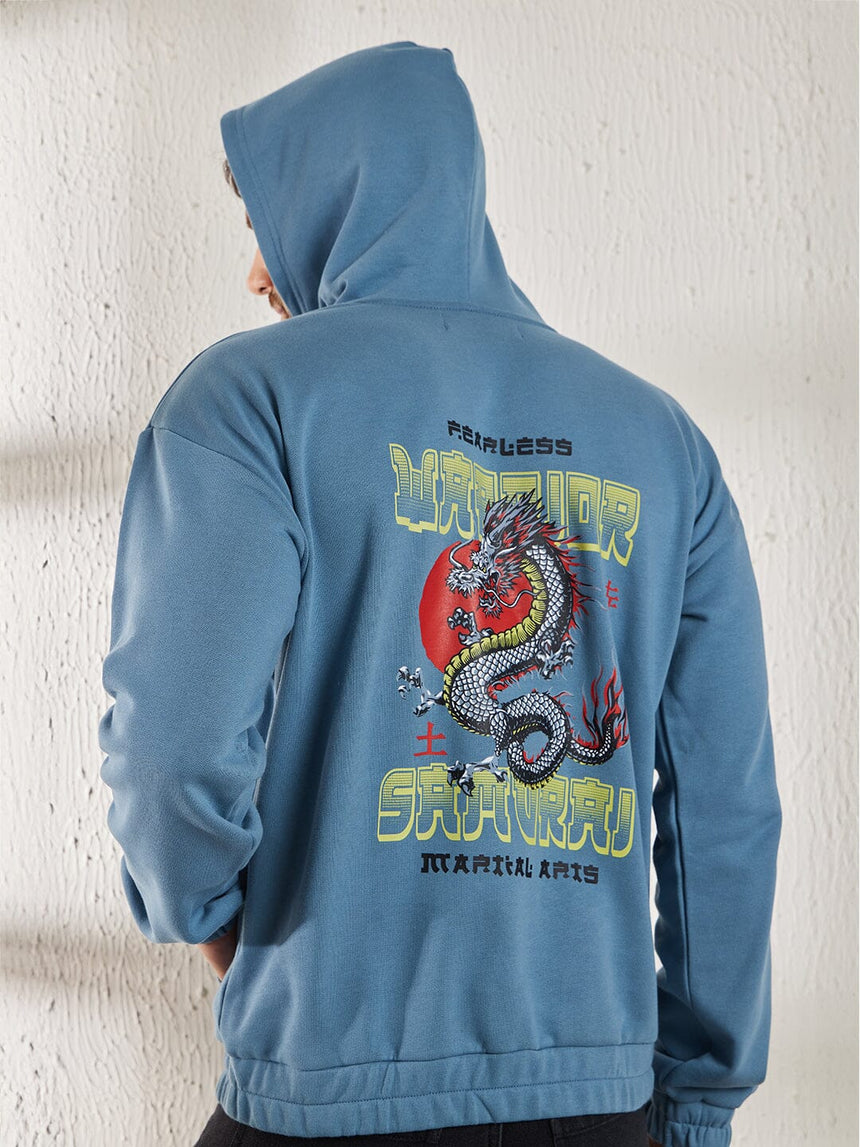 Petrol Blue Dragon Oversized Sweatshirt Sweatshirts Fugazee 
